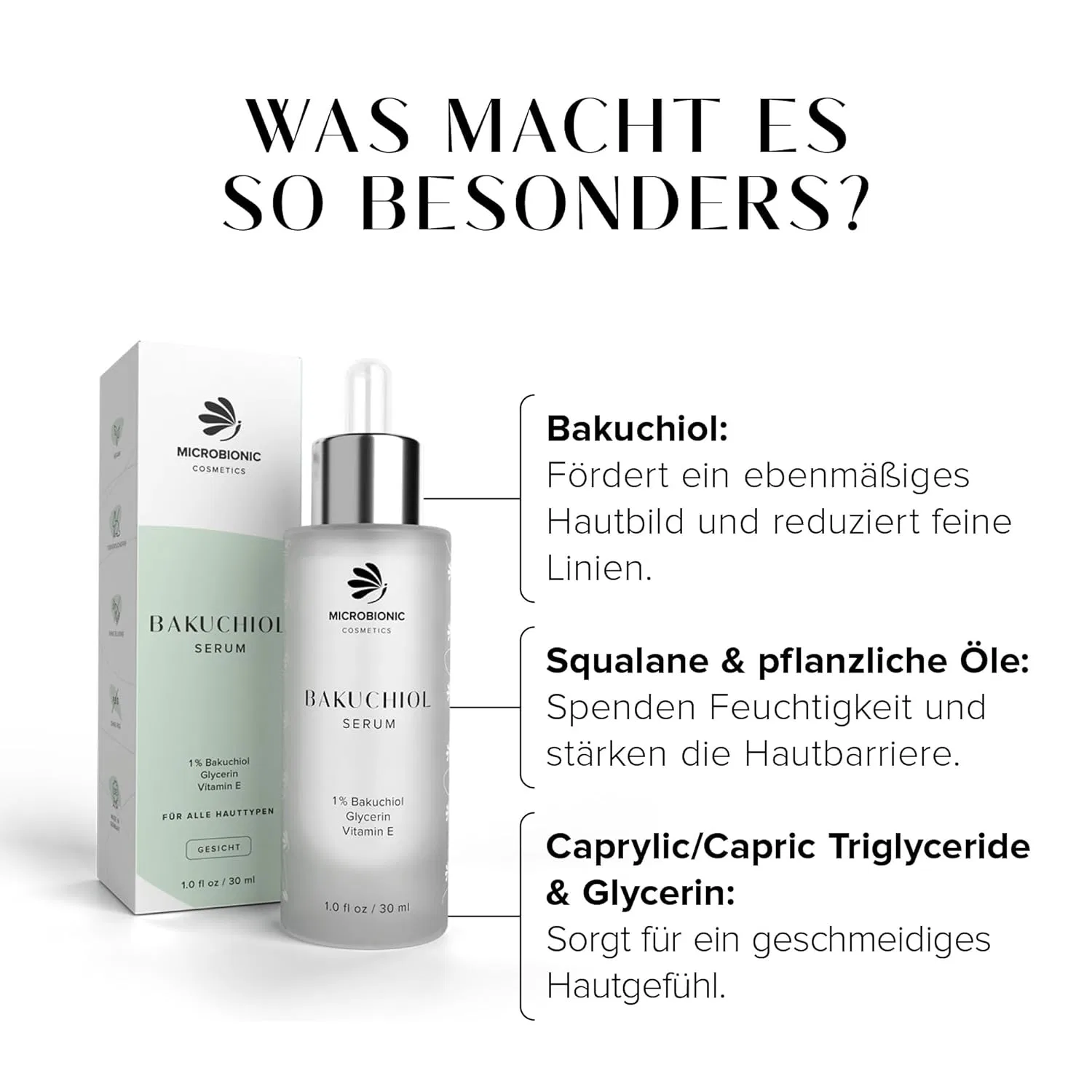 Сыворотка Microbionic — Для лица «Bakuchiol Serum» от с бакучиолом, гиалуроновой кислотой и глицерином, % — фото 4