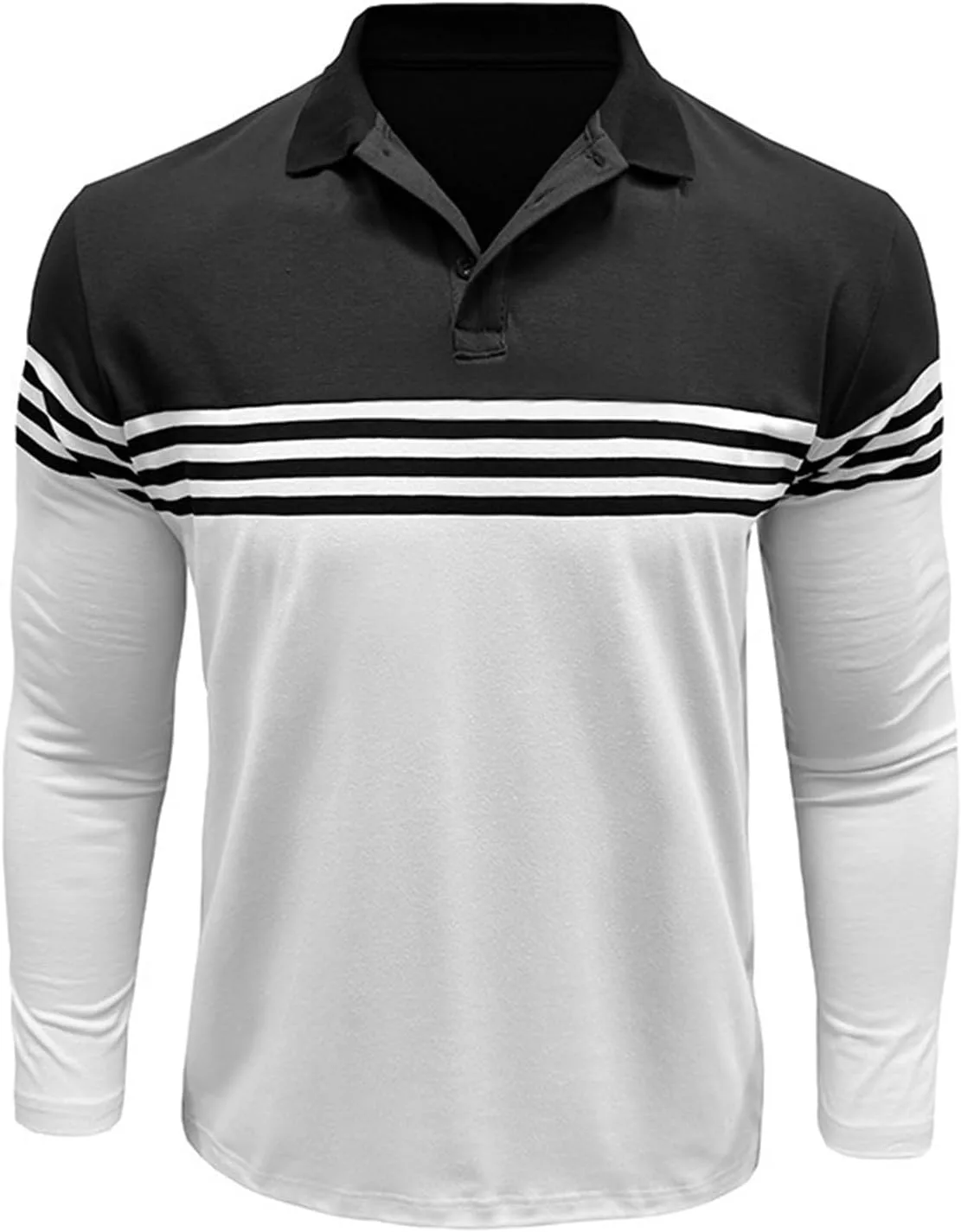 

Мужская поло с длинным рукавом Slim Fit, весна-осень, в полоску Easyoyo