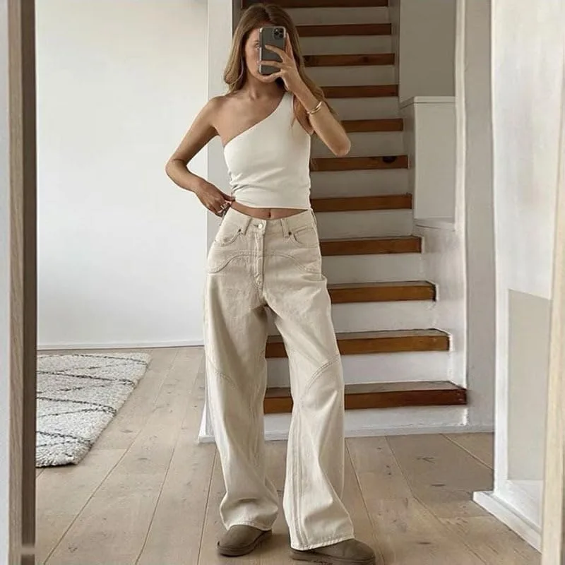 Женские джинсы Y2k Mid-Rise Straight-Leg, свободные широкие — фото 4