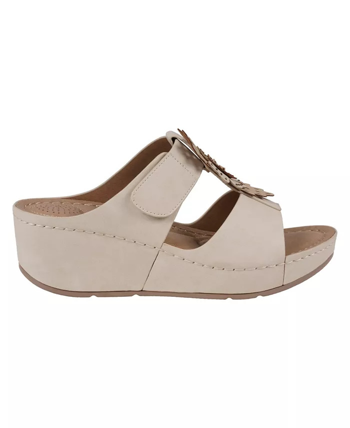 Женские босоножки-танкетки Talia с цветочным принтом GC Shoes, белый — фото 2