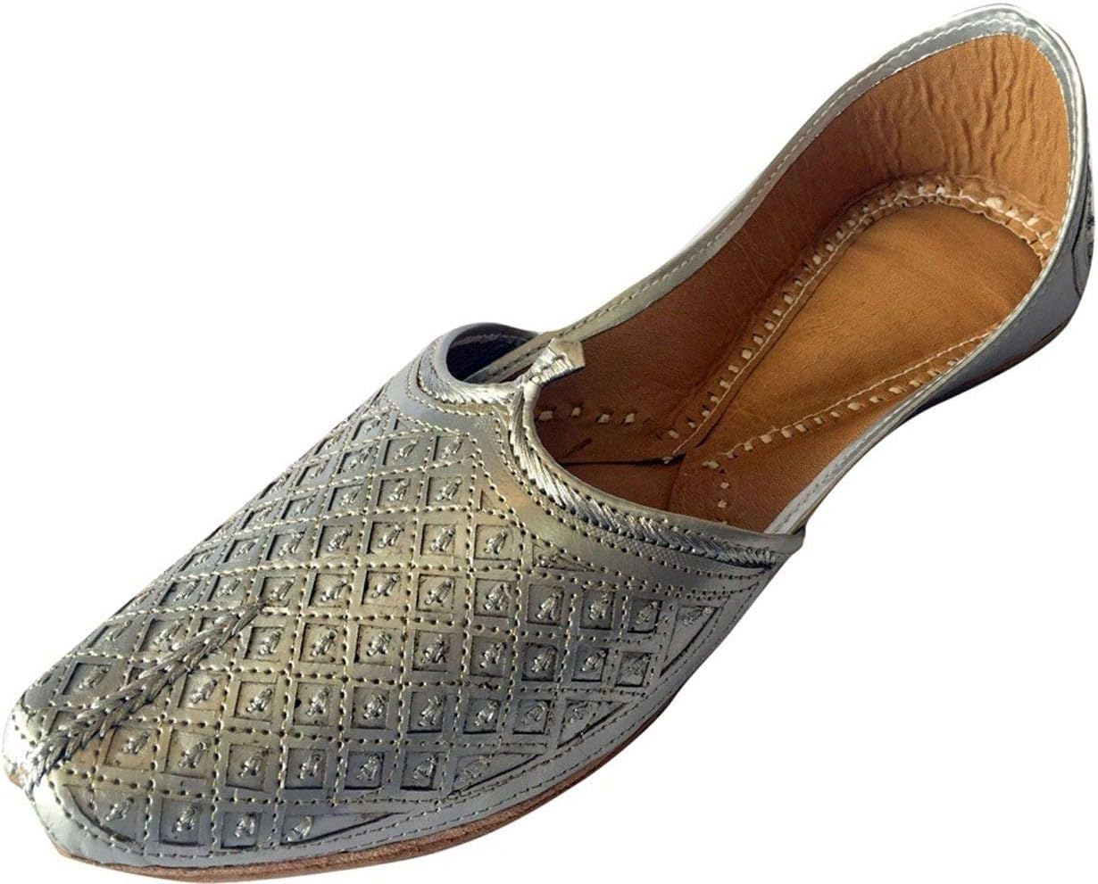 

Мужские плоские серебристые свадебные туфли Step n Style Khussa Традиционные индийские кожаные лоферы Punjabi Jutti