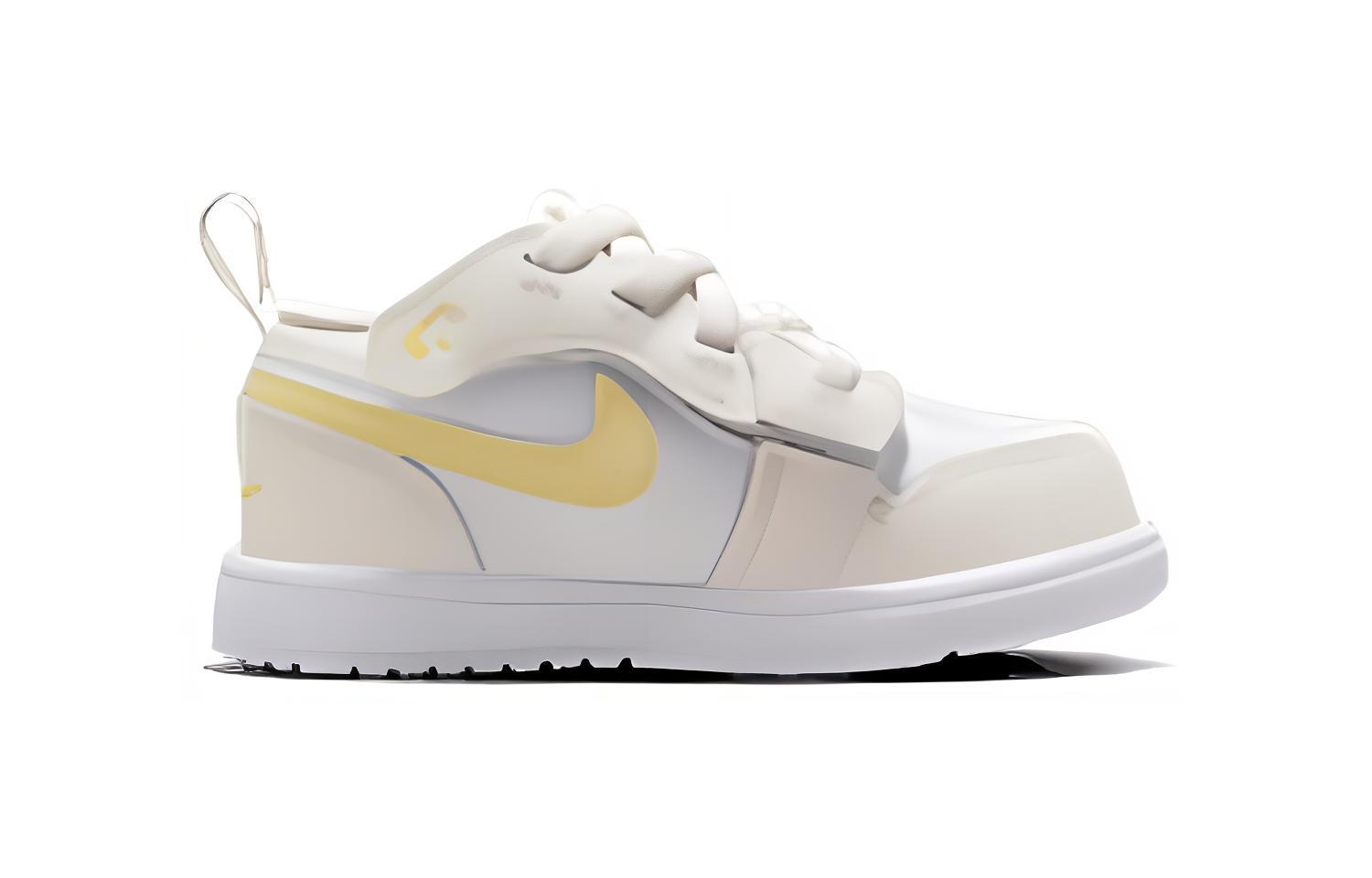 Низкие кроссовки Air 1 Low с противоскользящей амортизацией для малышей. Для младенцев и малышей. Jordan, белый/желтый — фото 3