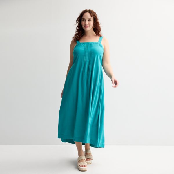 

Плюс сайз платье макси с защипами и топом Sonoma Goods For Life, цвет azure teal