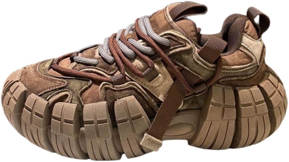 

Мужские кроссовки Lexamen с массивным каблуком однотонного цвета, на высокой платформе, шнуровке, повседневные стильные кроссовки, Coffee