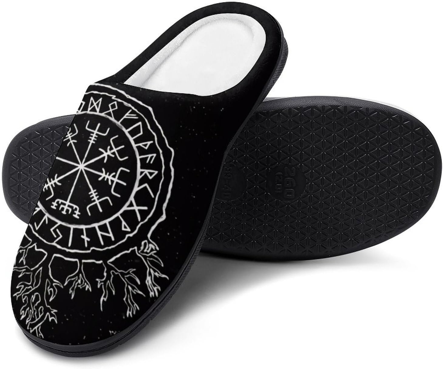 

YXHZYHY средневековые тапочки Viking Fenrir для мужчин, домашняя обувь, хлопковые пушистые уютные тапочки для снаружи в спальне, Compass