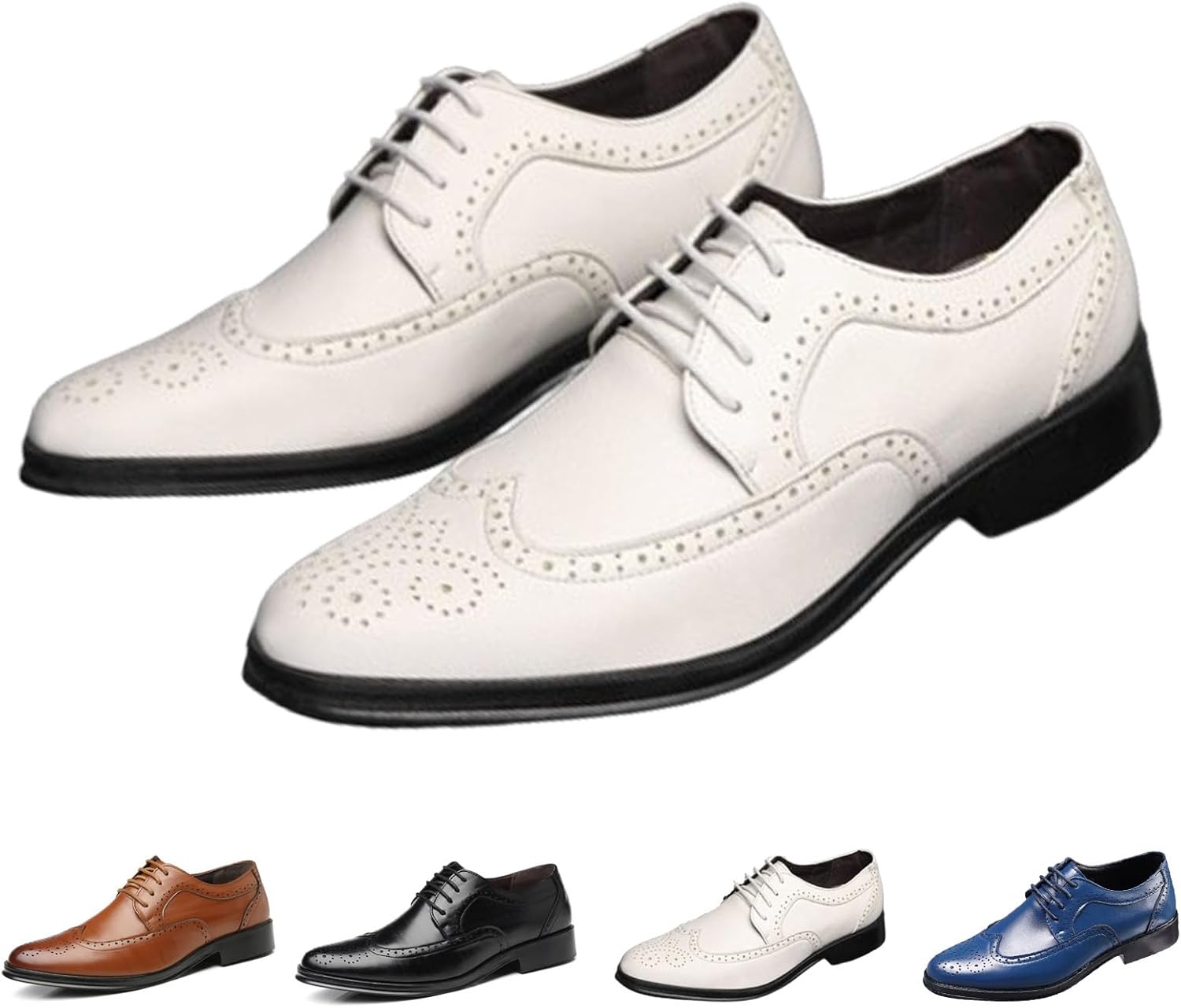 

Мужские классические кожаные туфли с шнуровкой Oxfords, модные, нескользящие, для работы, дышащие, деловые и повседневные Cubicbee, белый