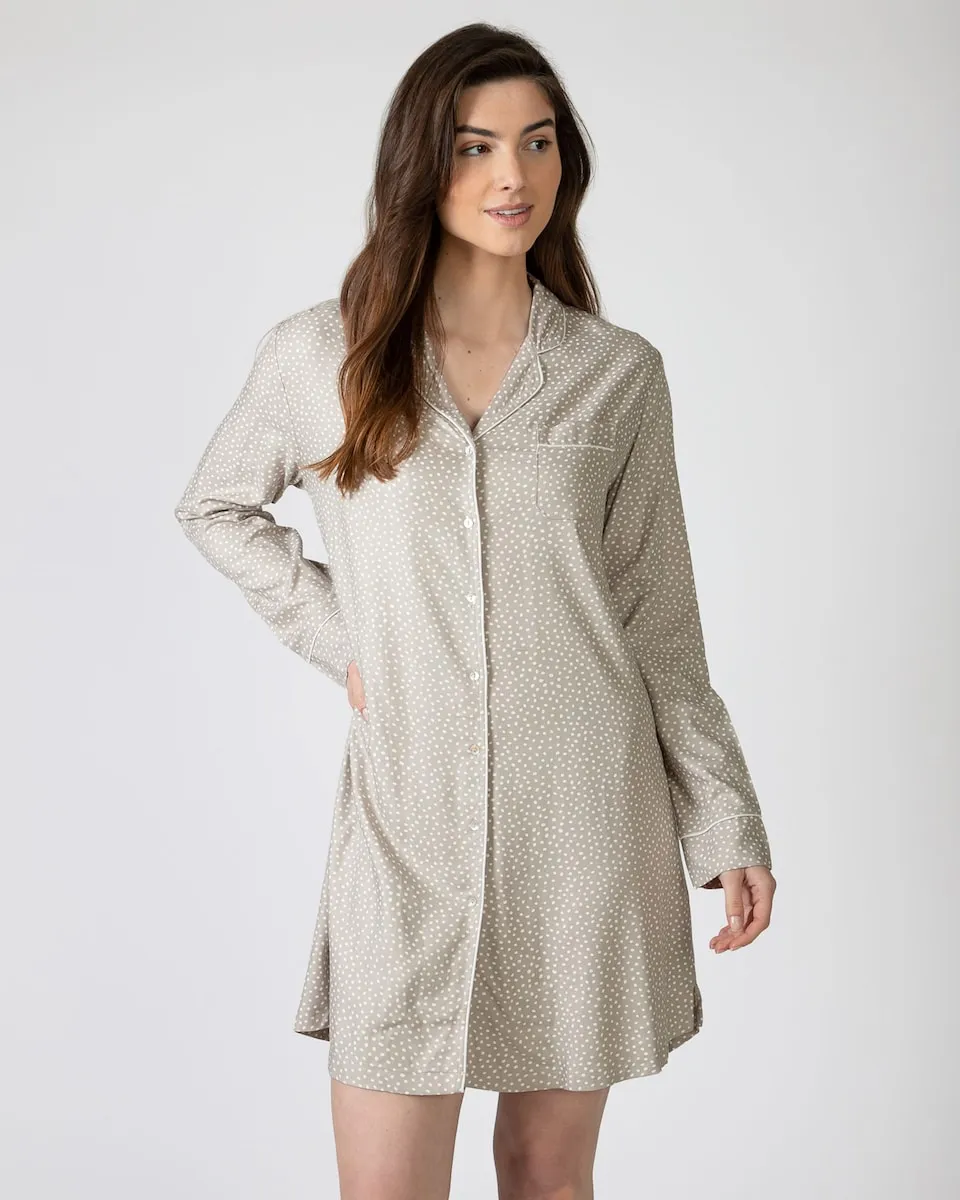 

Короткая ночная рубашка из ткани с длинными рукавами и разрезом Massana, серый