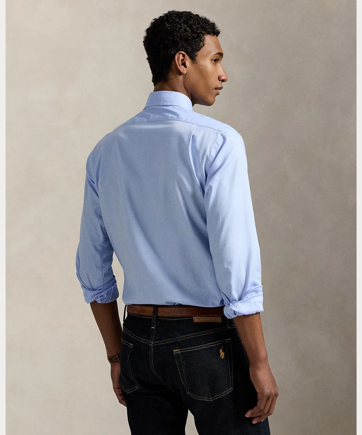 Рубашка классическая Ralph Lauren Regent Classic Fit Dobie, хлопок, синяя — фото 4