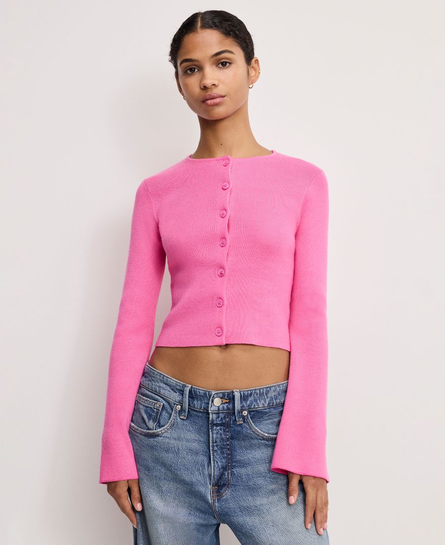 

Женский вязаный кардиган с рукавами-колоколами, стандартные и большие размеры Good American, Bouquet