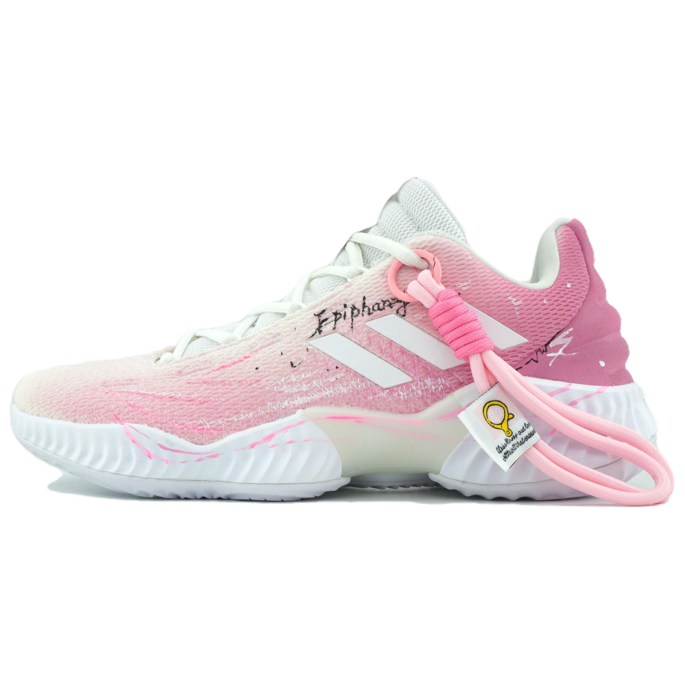 

Adidas Баскетбольные кроссовки Pro Bounce 2018 Cherry Blossom Wind Chant Low Top мужские, белые, розовые