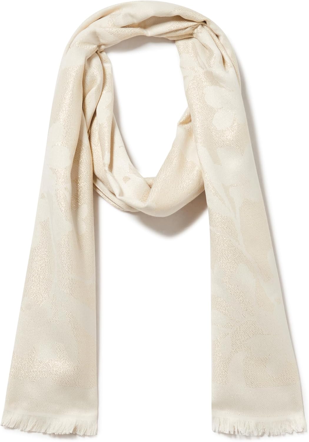 

Женский легкий шарф Calvin Klein с металлическим принтом орхидеи и бахромой из ресниц, Eggshell