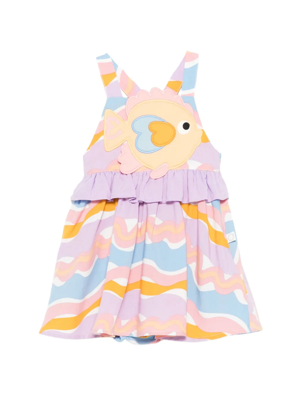 

Платье с оборками и аппликацией в виде рыбы Stella Mccartney Kids, фиолетовый