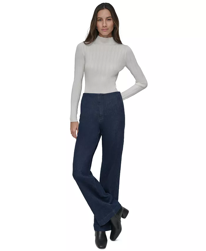 

Брюки Petite с высокой талией и широкими штанинами DKNY Jeans, синий