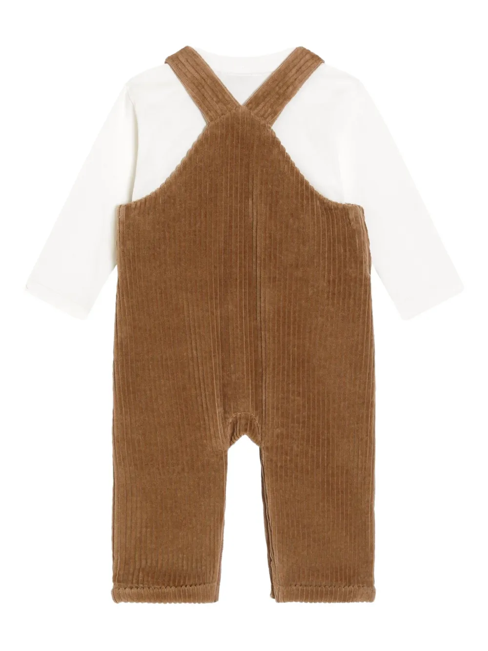Комплект из  вельветового комбинезона и боди Dolce & Gabbana Kids, коричневый — фото 2