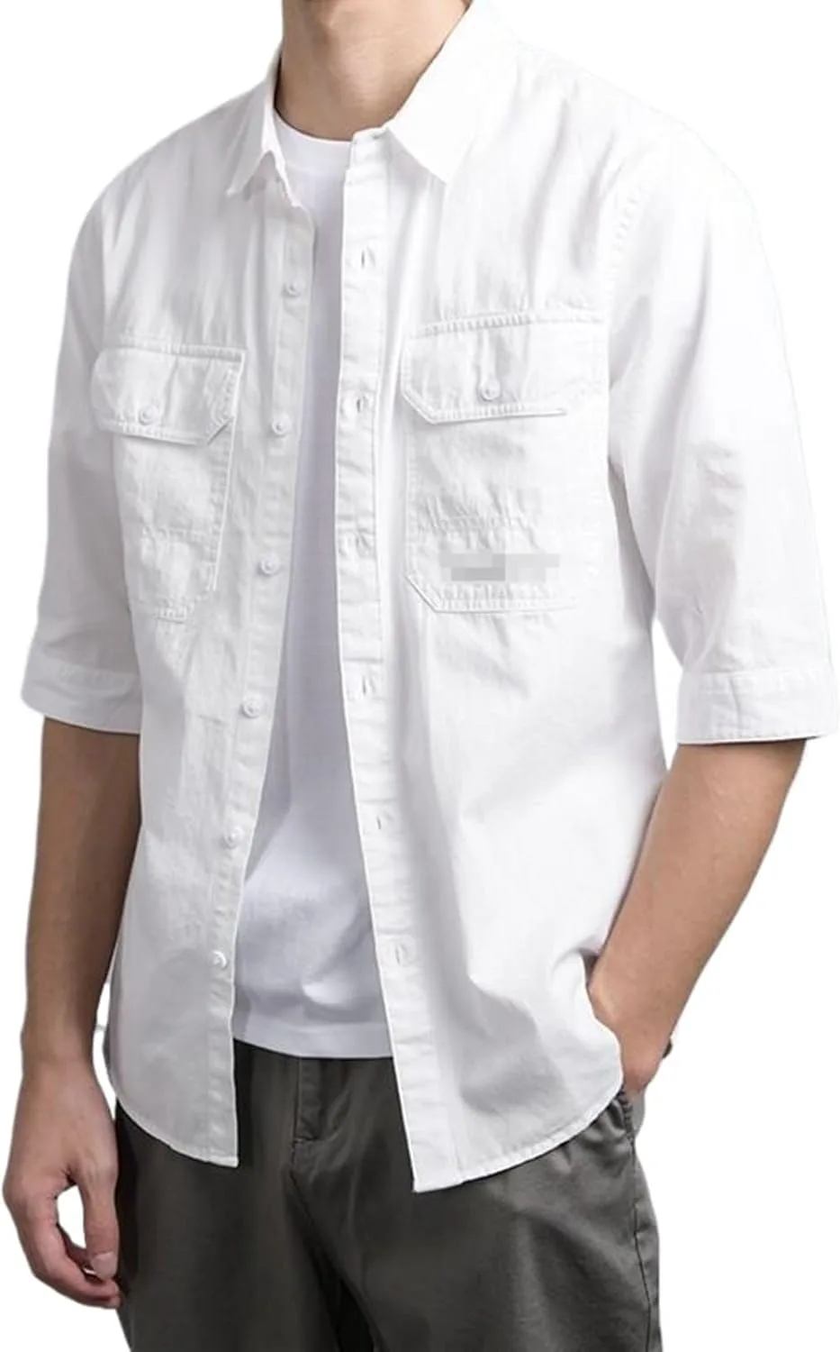 

Летняя рубашка с коротким рукавом для мужчин, Workwear Cotton, свободный крой CQJFLQC