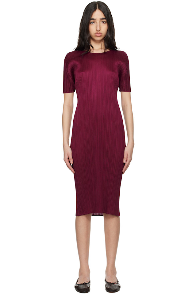 

Платье миди Monthly Colors March Pleats Please Issey Miyake, цвет bordeaux
