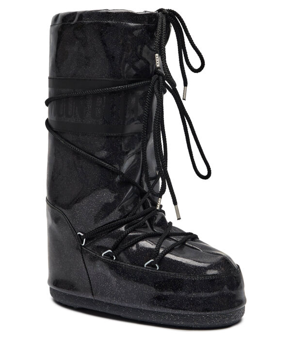 Зимние сапоги женские Moon Boot с блестками, черный