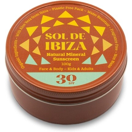 Sol de Ibiza Натуральный минеральный солнцезащитный крем для лица и тела без пластика SPF30 100 г