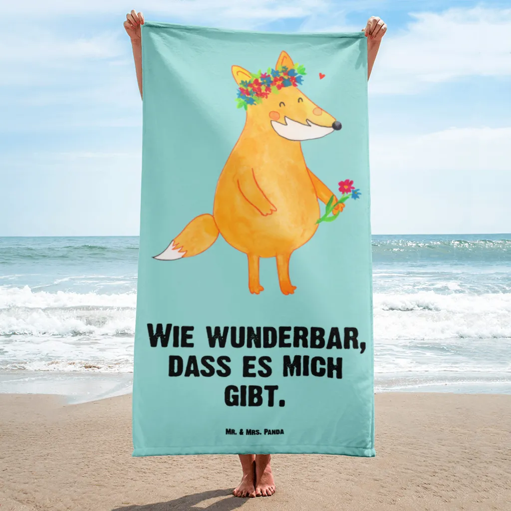 

Пляжное полотенце Mr. & Mrs. Panda, бирюзовый