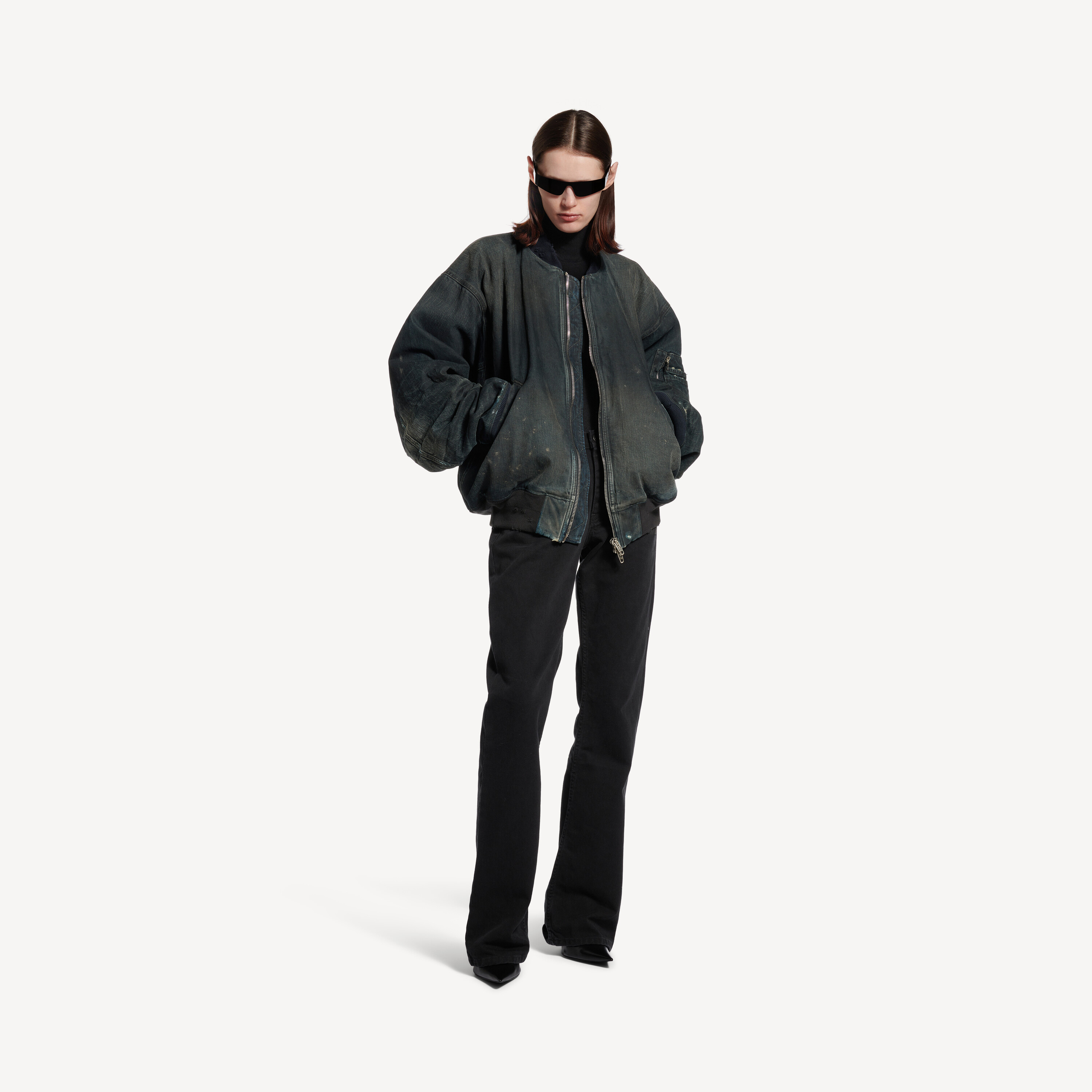 Женская куртка-бомбер синего цвета BALENCIAGA, голубой — фото 3