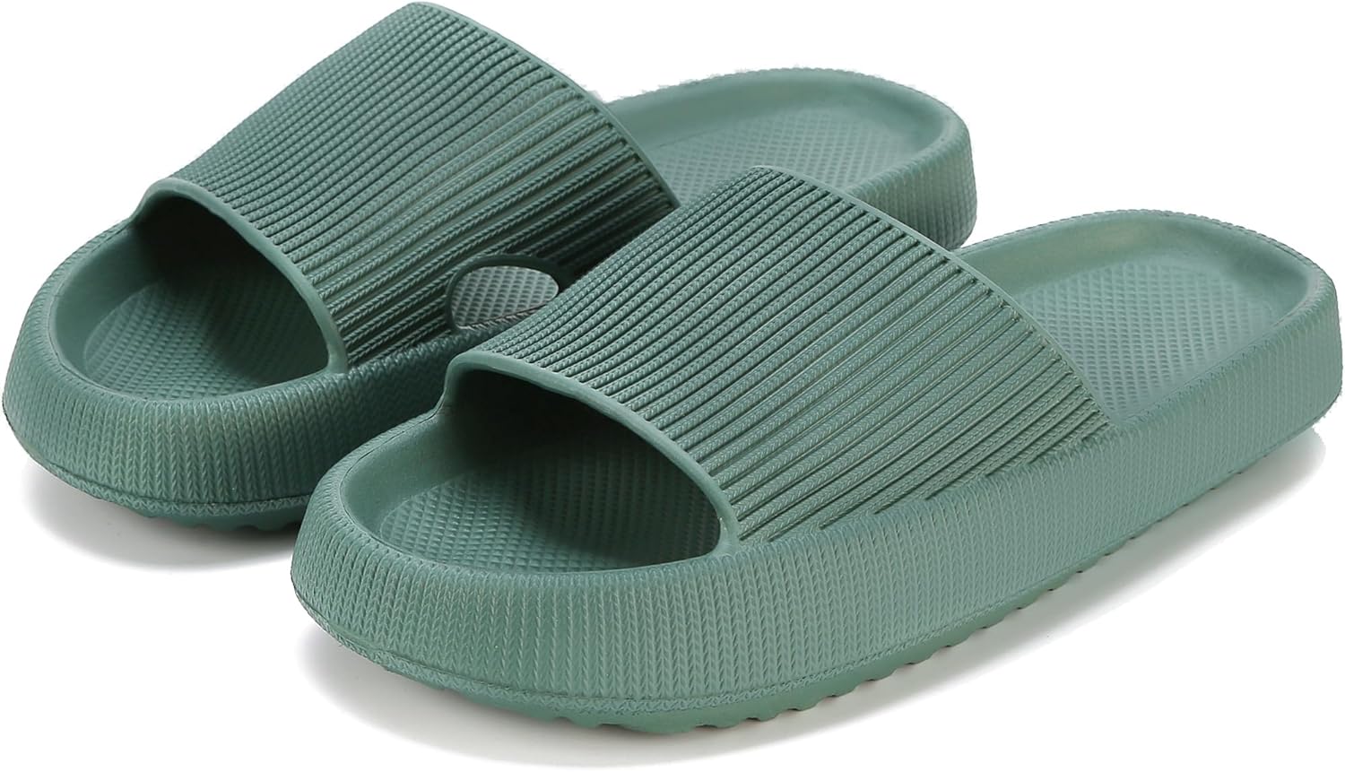 

Домашние тапочки rosyclo для женщин и мужчин, тапочки-подушки, шлепанцы для душа, тапочки для дома, удобные, легкие, с толстой подошвой, нескользящие, легко чистятся, зеленый