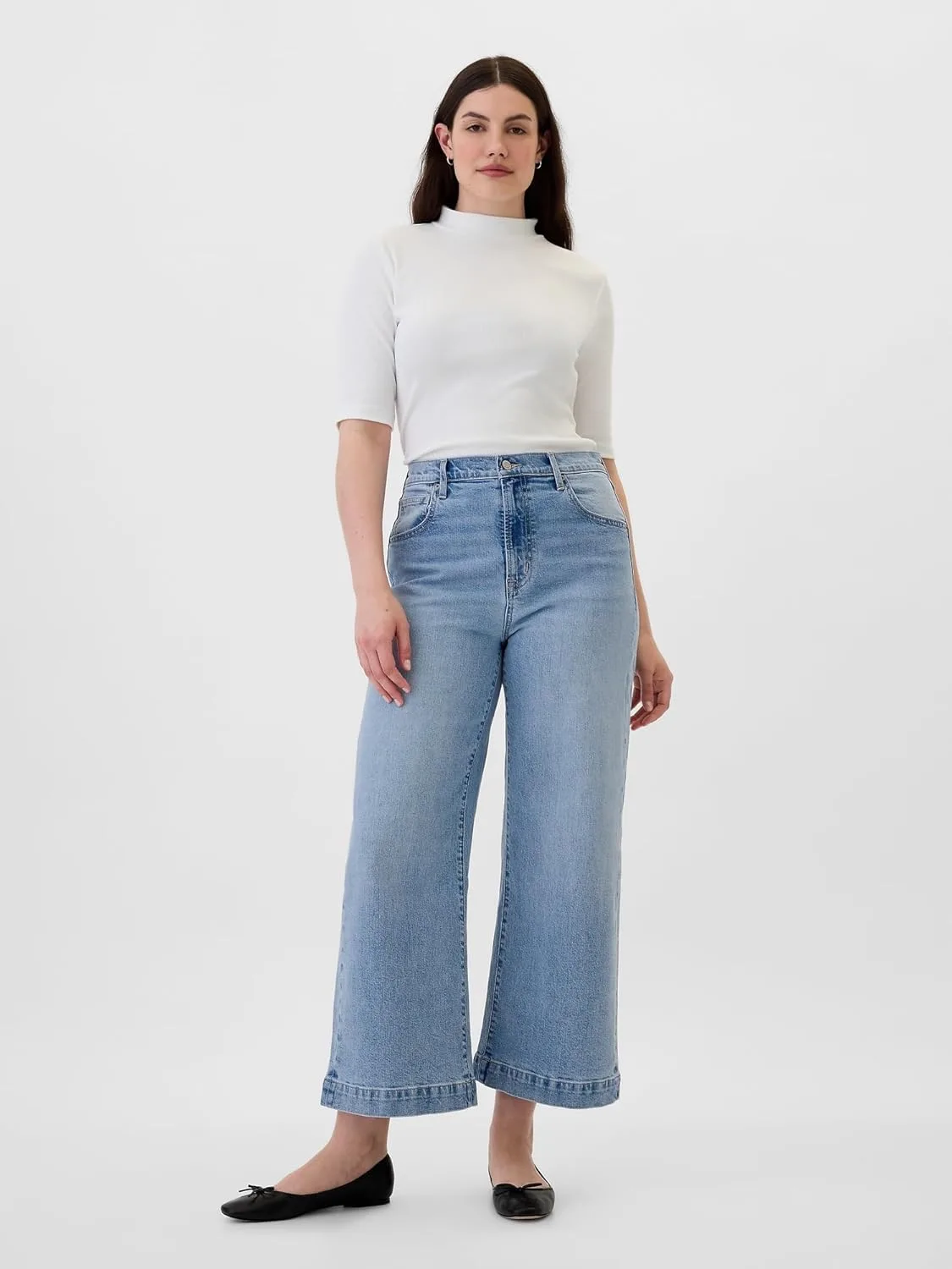 Gap Women's High Rise Wide Leg Cropped Jeans — фото 4