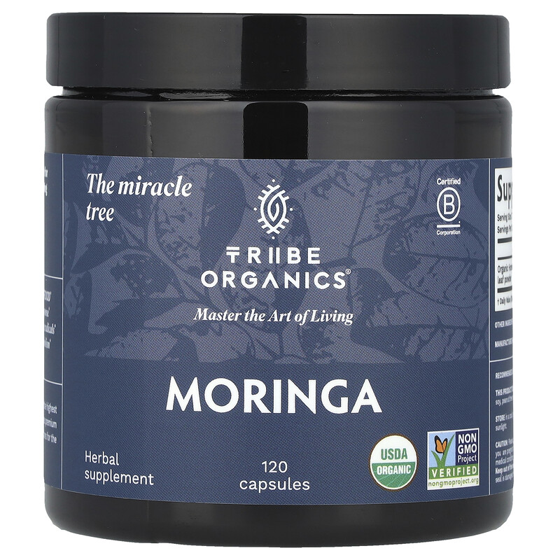 

Tribe Organics, Моринга, 1800 мг, 120 капсул (600 мг в 1 капсуле)