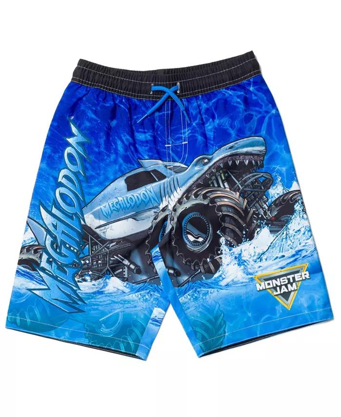 Детский комплект для плавания: худи-рашгард и шорты Boys Pullover Rash Guard and Swim Trunks Outfit Set Monster Jam, синий — фото 3