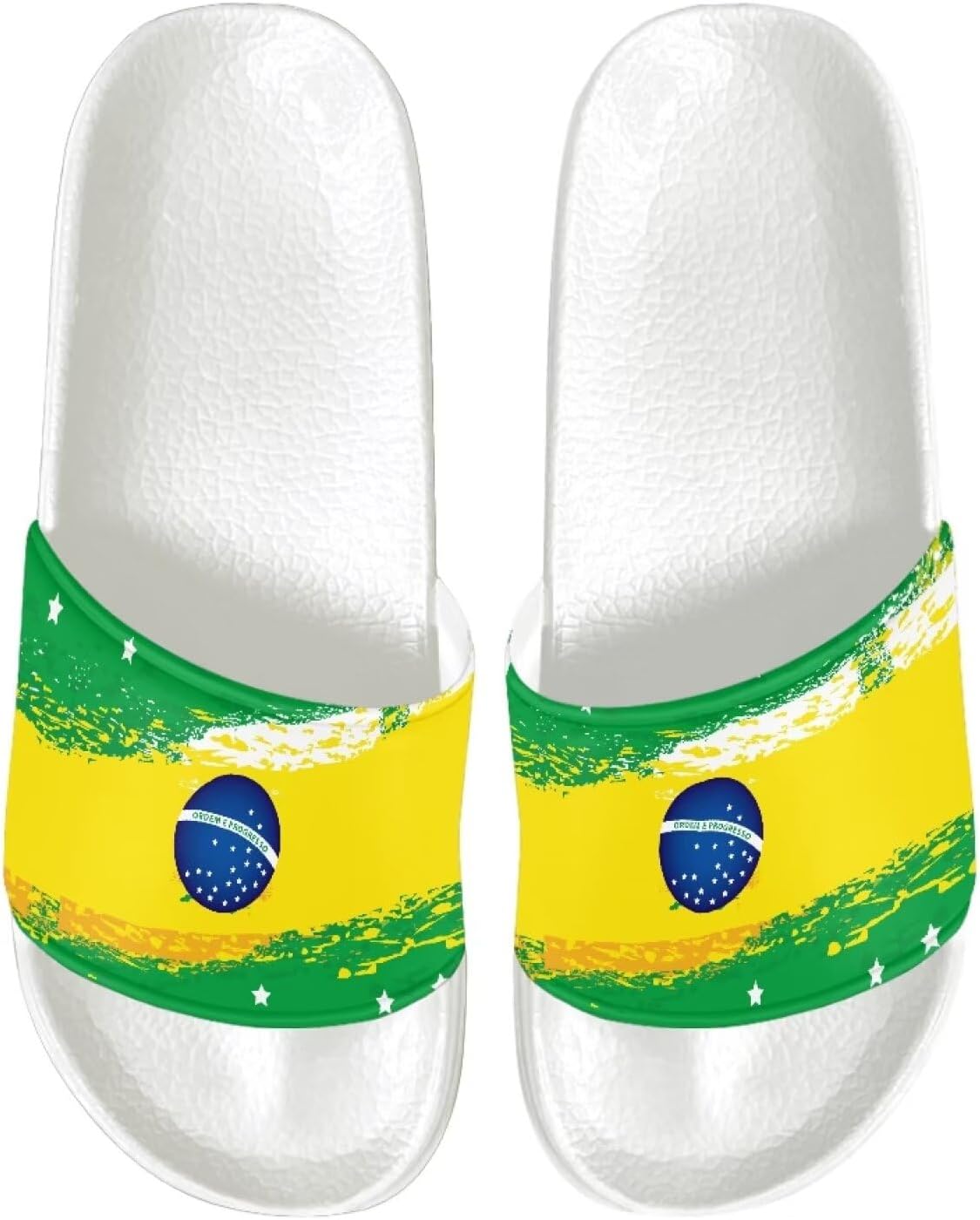 

Мужские спортивные сандалии Psesaysky с открытым носком, нескользящие, удобные, для душа, с открытым носком, слайдеры с одной полоской, однотонные, для максимального комфорта летом, Brazilian Flag