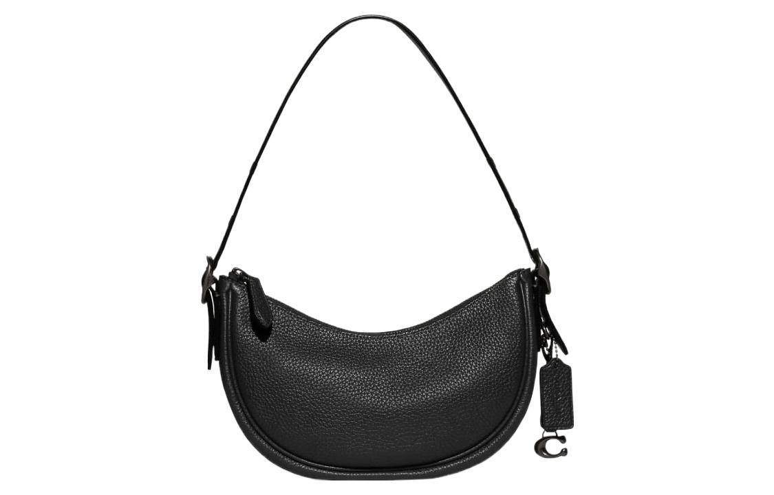

Luna Soft Pebbled Leather Shoulder Bag, Сумка через плечо, Женская сумка через плечо черная COACH