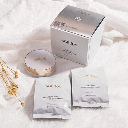 AGE 20's Signature Essence Cover Pact Long Stay 21 Светло-бежевый со сменным блоком — фото 3