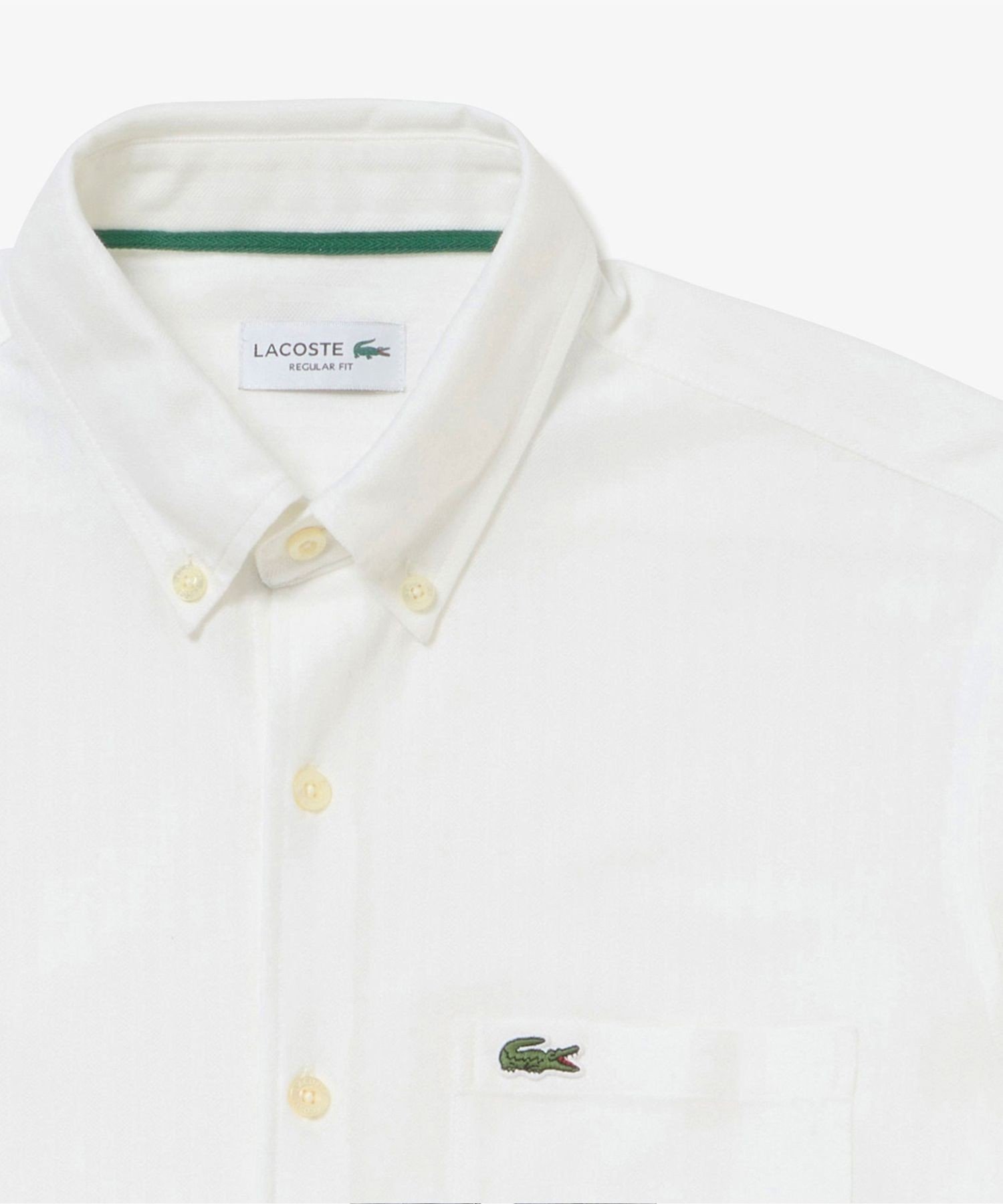 Рубашка из трикотажа с жаккардовой полосой и пуговицами LACOSTE, White — фото 4