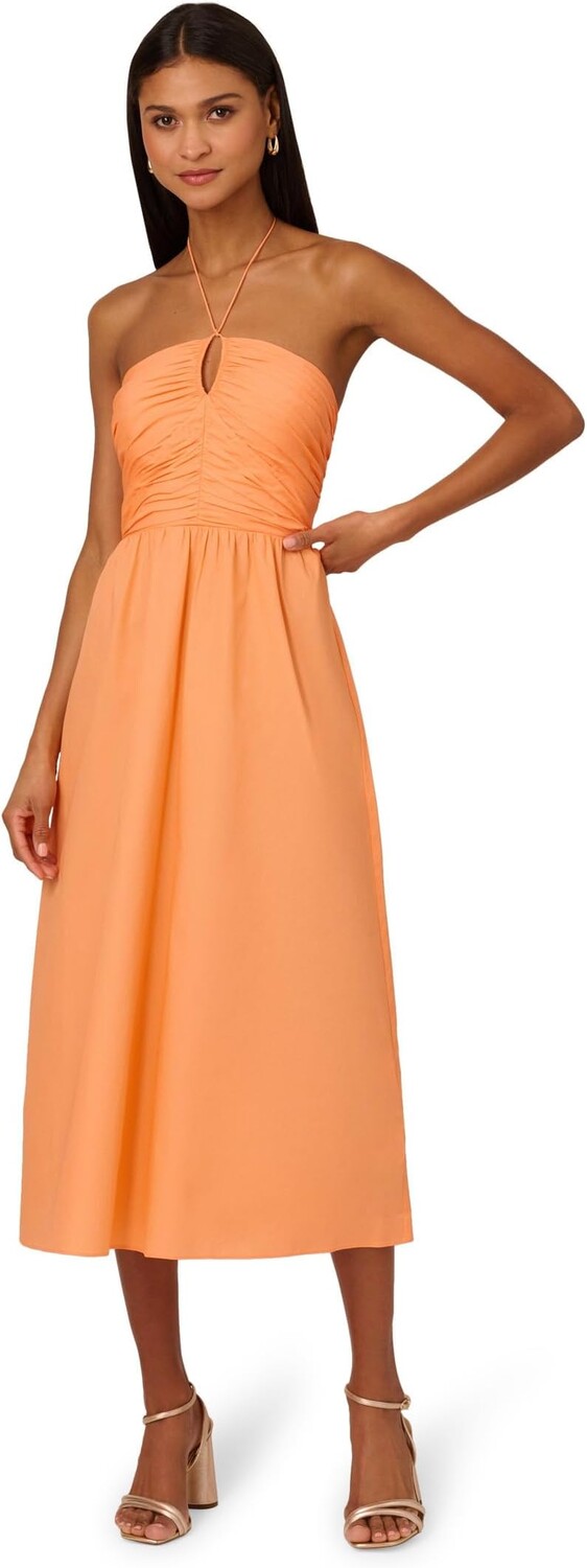

Платье Adrianna Papell Halter Shirred Midi Dress, цвет Apricot Sorbet