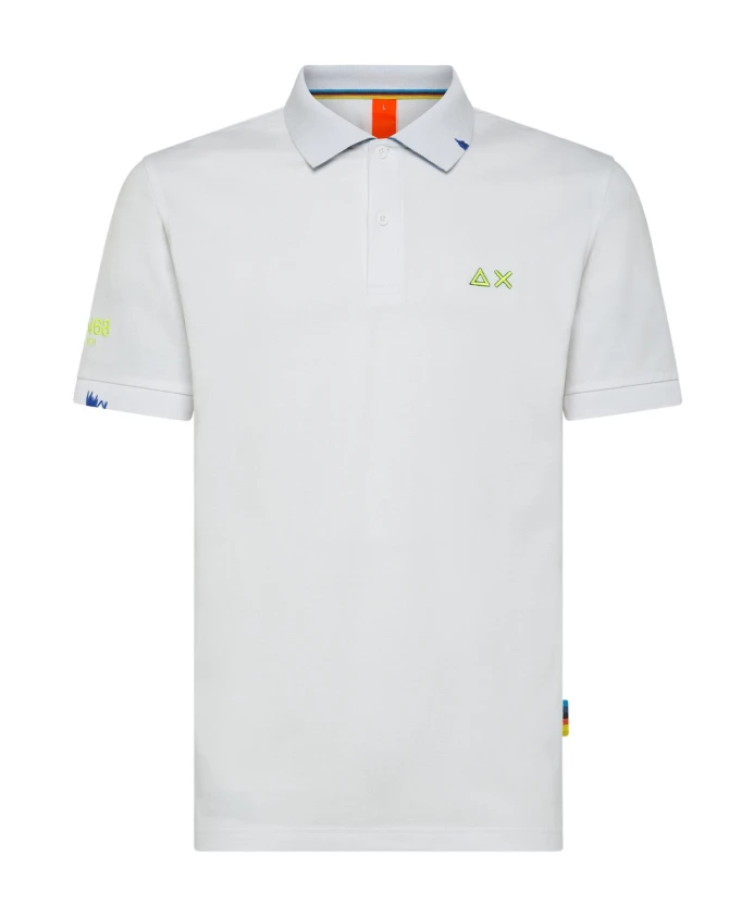 

Белая хлопковая пляжная футболка-поло с логотипом Sun68, белый