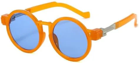 

Солнцезащитные очки в стиле панк, круглые, ретро, ​​с защитой от УФ-излучения UV400, для женщин, прозрачные, с градиентным переходом, 2027 год MTZJH, Orange Blue