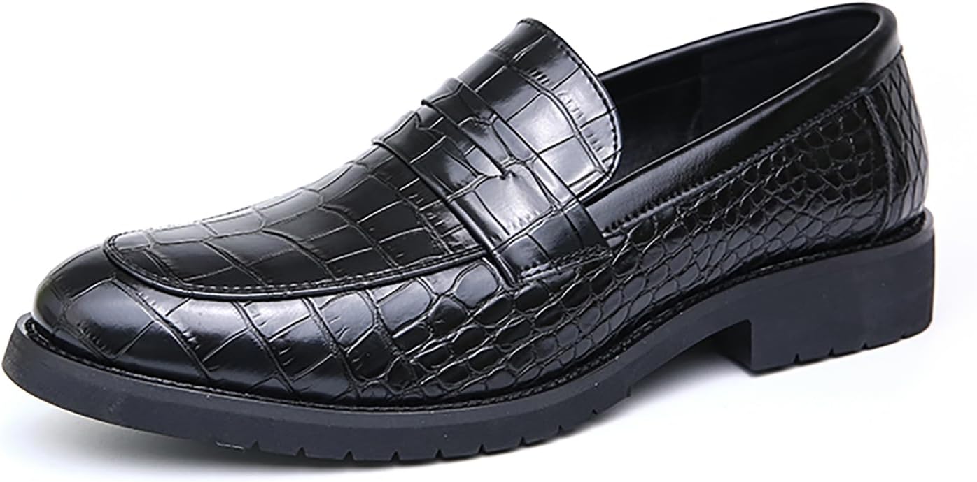 

Мужские лоферы из кожи с клетчатым принтом, удобные деловые туфли без шнуровки, оксфорды с круглым носком, низким устойчивым каблуком, повседневные кожаные туфли для работы в офисе, прогулок и вождения Lvomu, черный