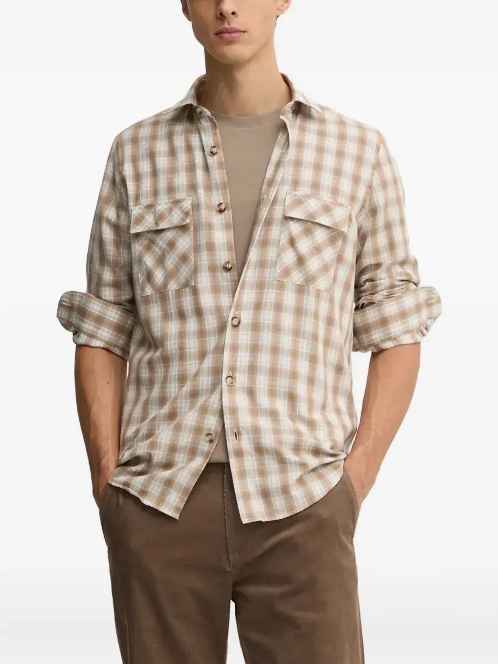 

Клетчатая рубашка с карманами LIU JO, коричневый