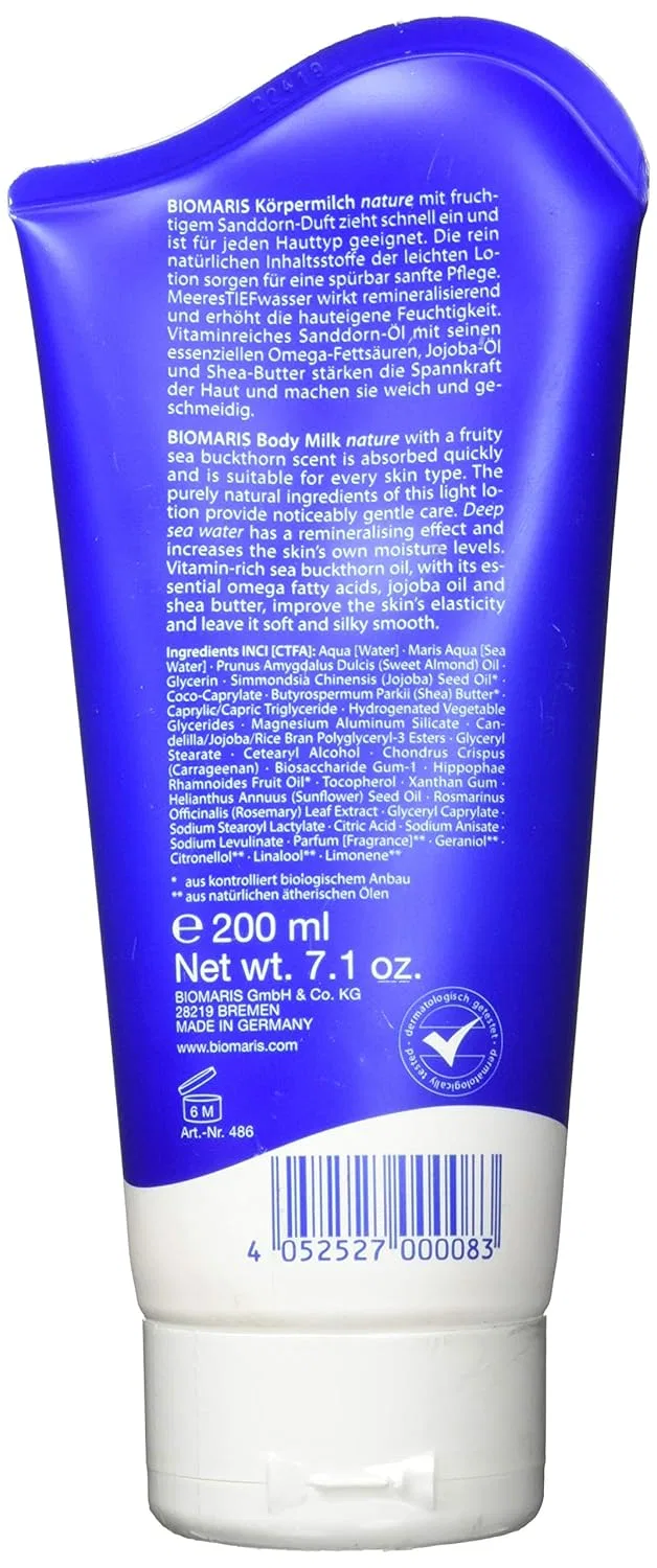 Лосьон для тела BIOMARIS Body Milk Nature с ароматом облепихи, 200 мл Biomaris — фото 2