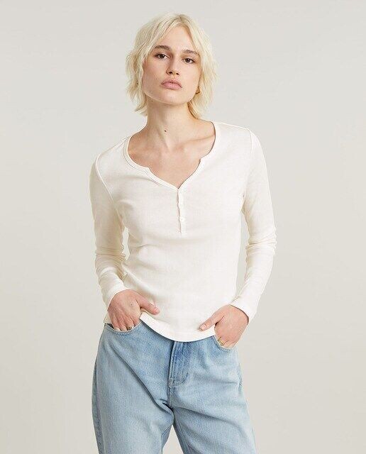 

Женский топ Henley индиго с глубоким v-образным вырезом G-Star Raw, серый