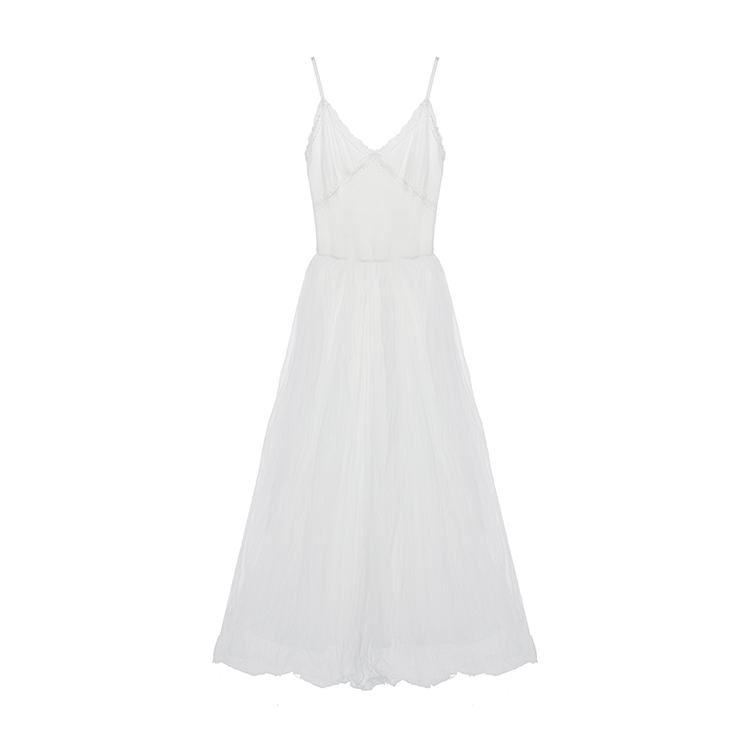 

MOMMANWA Слип-платье женское белое с V-образным вырезом Moderate