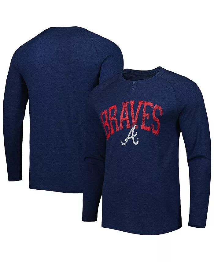 

Футболка мужская темно-синяя Atlanta Braves Inertia Raglan с длинным рукавом Henley Concepts Sport
