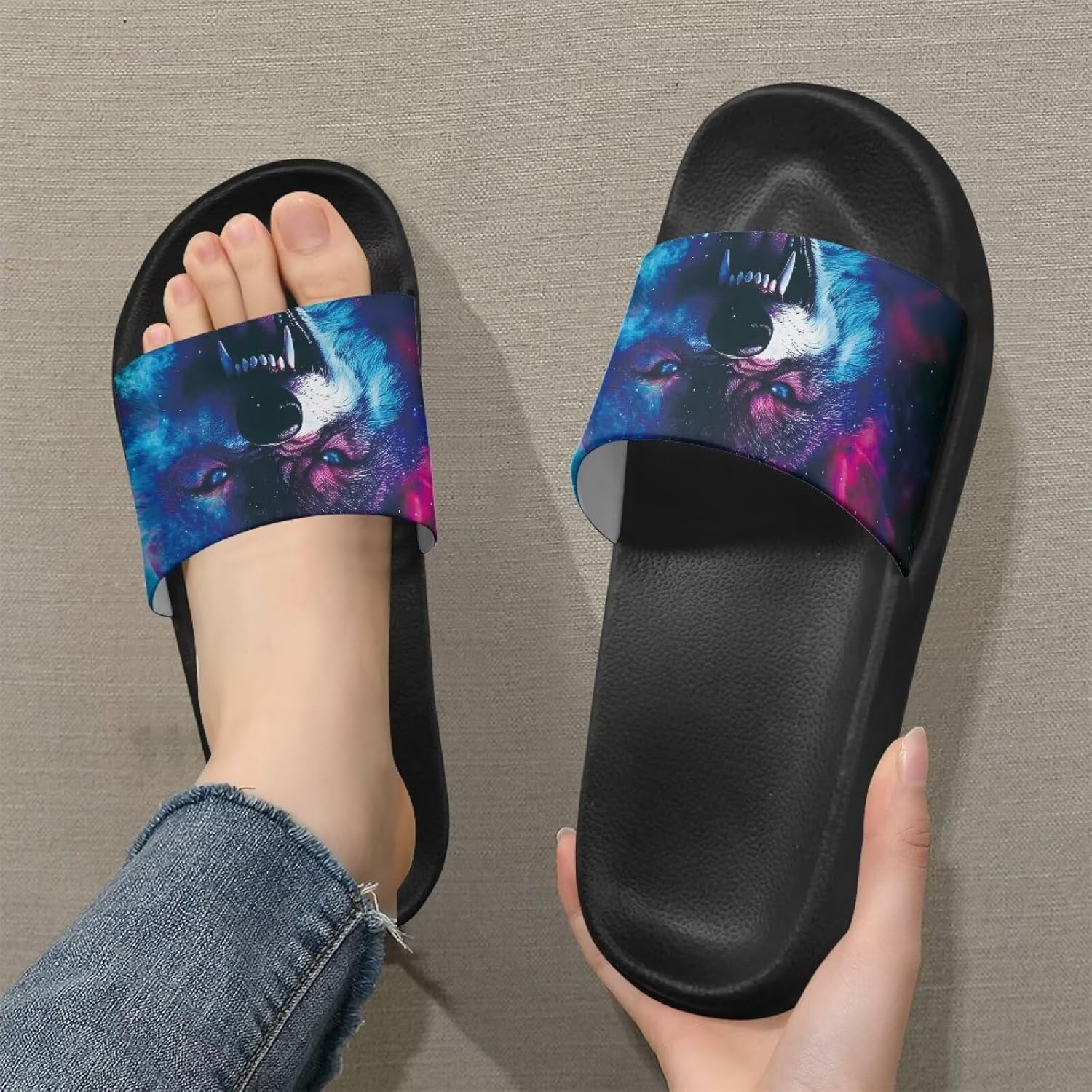 Тапочеки Jrysaedy House Slides, Galaxy Fierce Wolf — фото 3