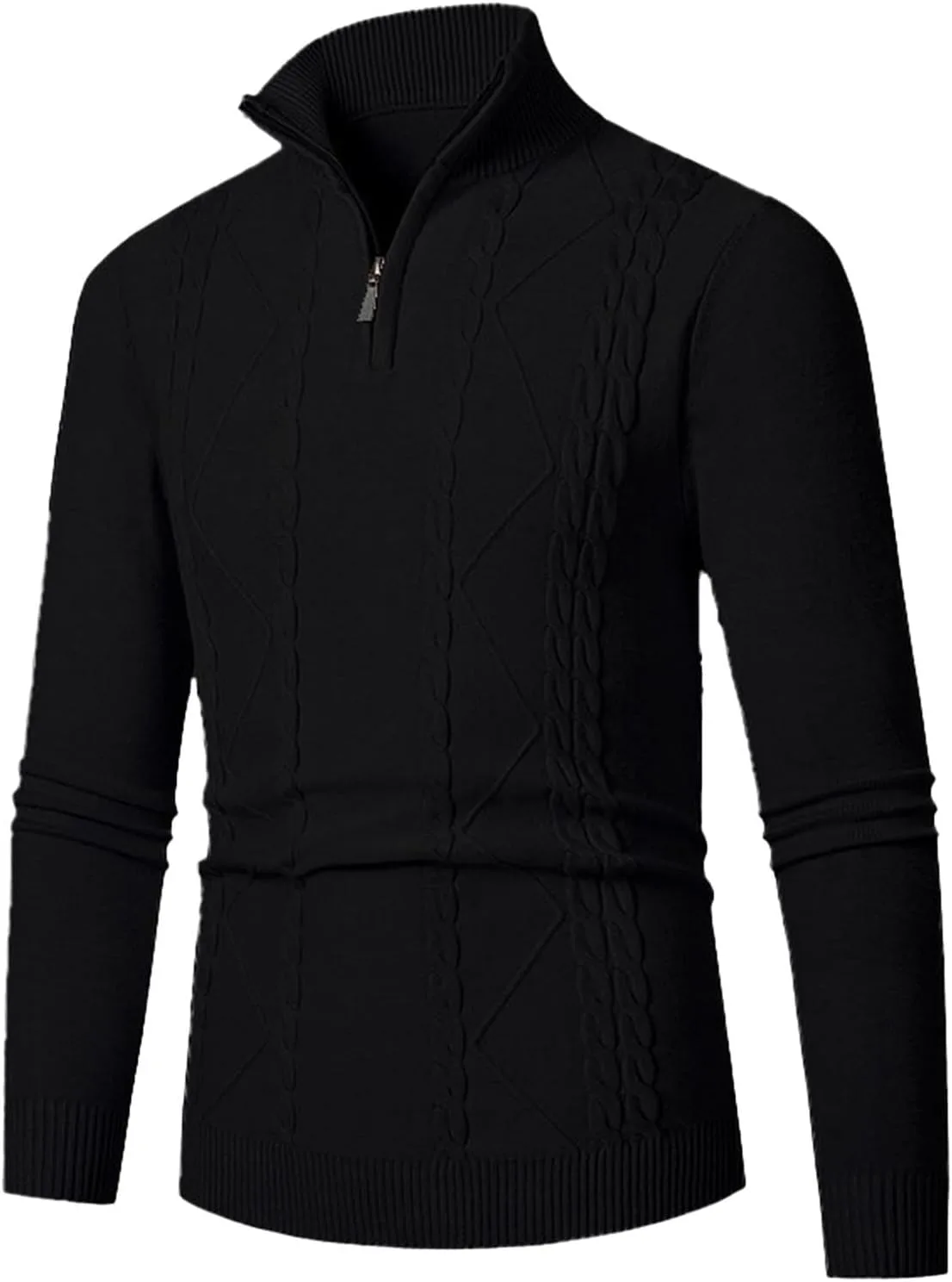 

Свитер мужской с высоким воротником и длинными рукавами, текстурированный, с молнией на четверть, теплый для зимы
