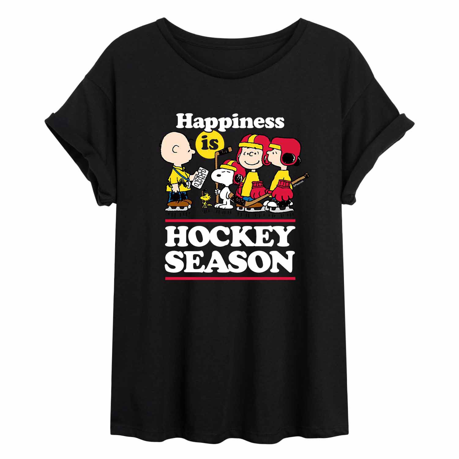 

Струящаяся футболка Juniors' Peanuts "Happiness Is Hockey Season" Licensed Character