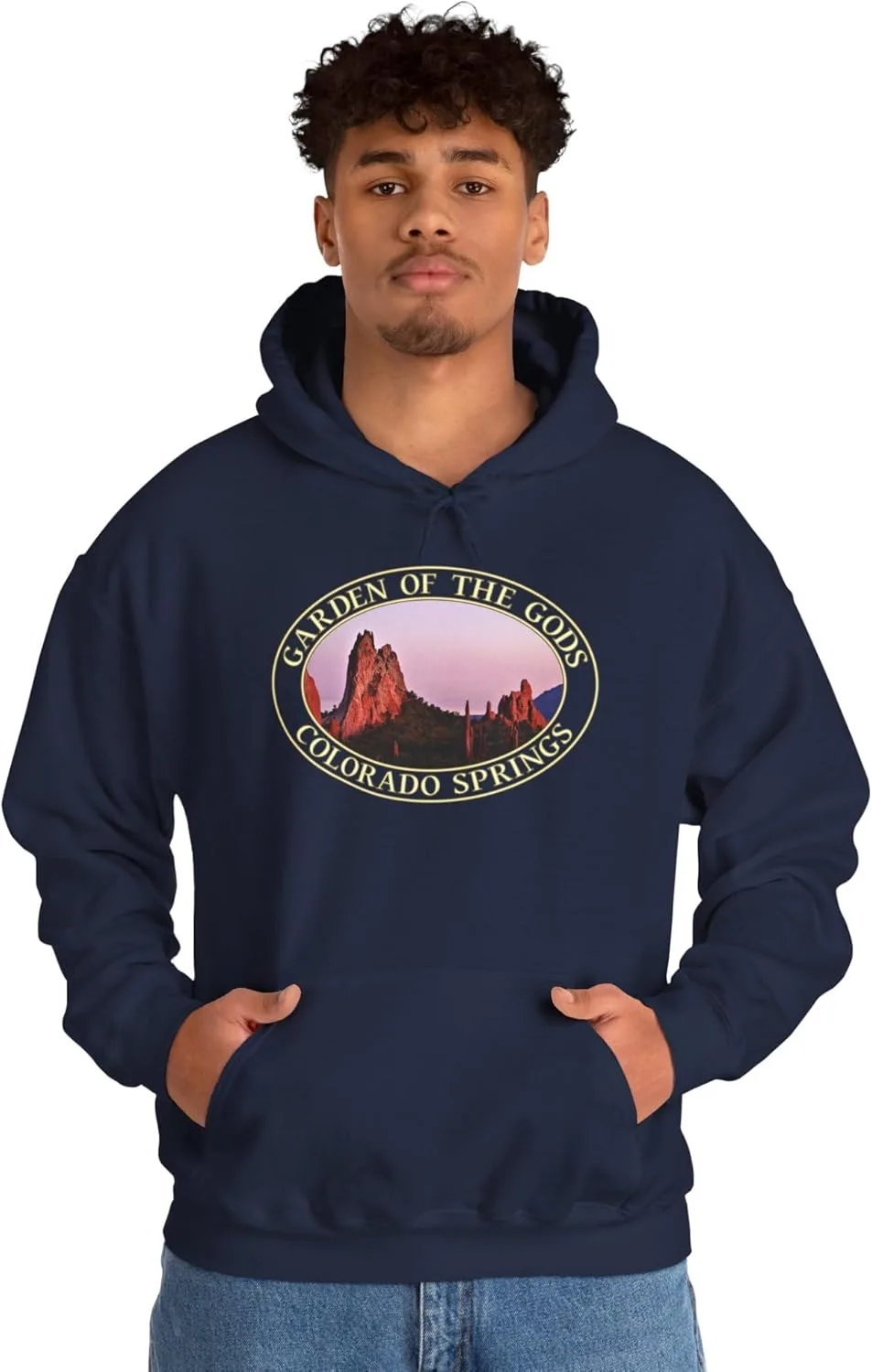 Худи Garden of the Gods - дизайн Colorado Springs Sunset - уютная толстовка GentleSeas Cozy Pullover Sweatshirt - мягкий теплый флис GENERIC, темно-синий — фото 2