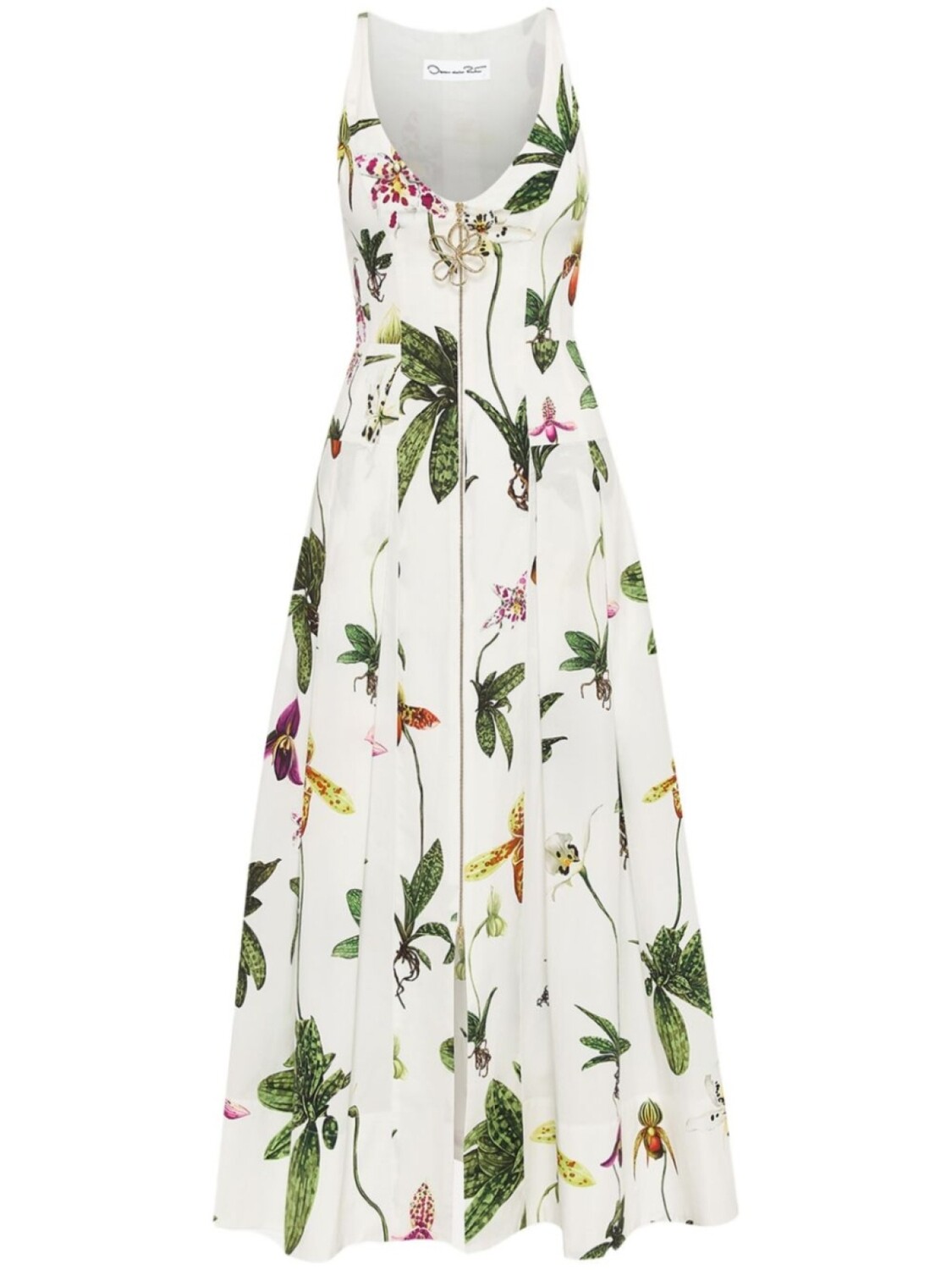 

Oscar de la Renta платье макси с принтом Orchid, белый