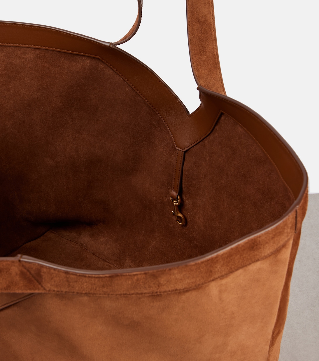 Сумка-тоут из замши Y Saint Laurent, Dark Caramel Cogn — фото 3