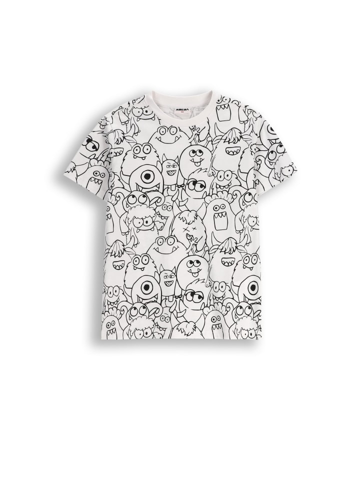 

Белая хлопковая футболка с короткими рукавами MOKIDA, Белый, Белая хлопковая футболка с короткими рукавами MOKIDA