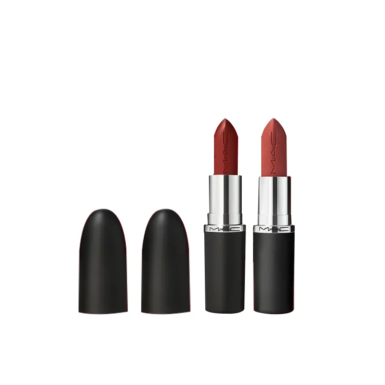 MAC Набор матовых сатиновых помад Large Bullet, легко растушевываются, натуральный оттенок, 3.5г*2, Two-Piece Set: Bold Bullet Lipstick #683 Big Fun+Velvet Matte Lipstick #827 Radiant Red