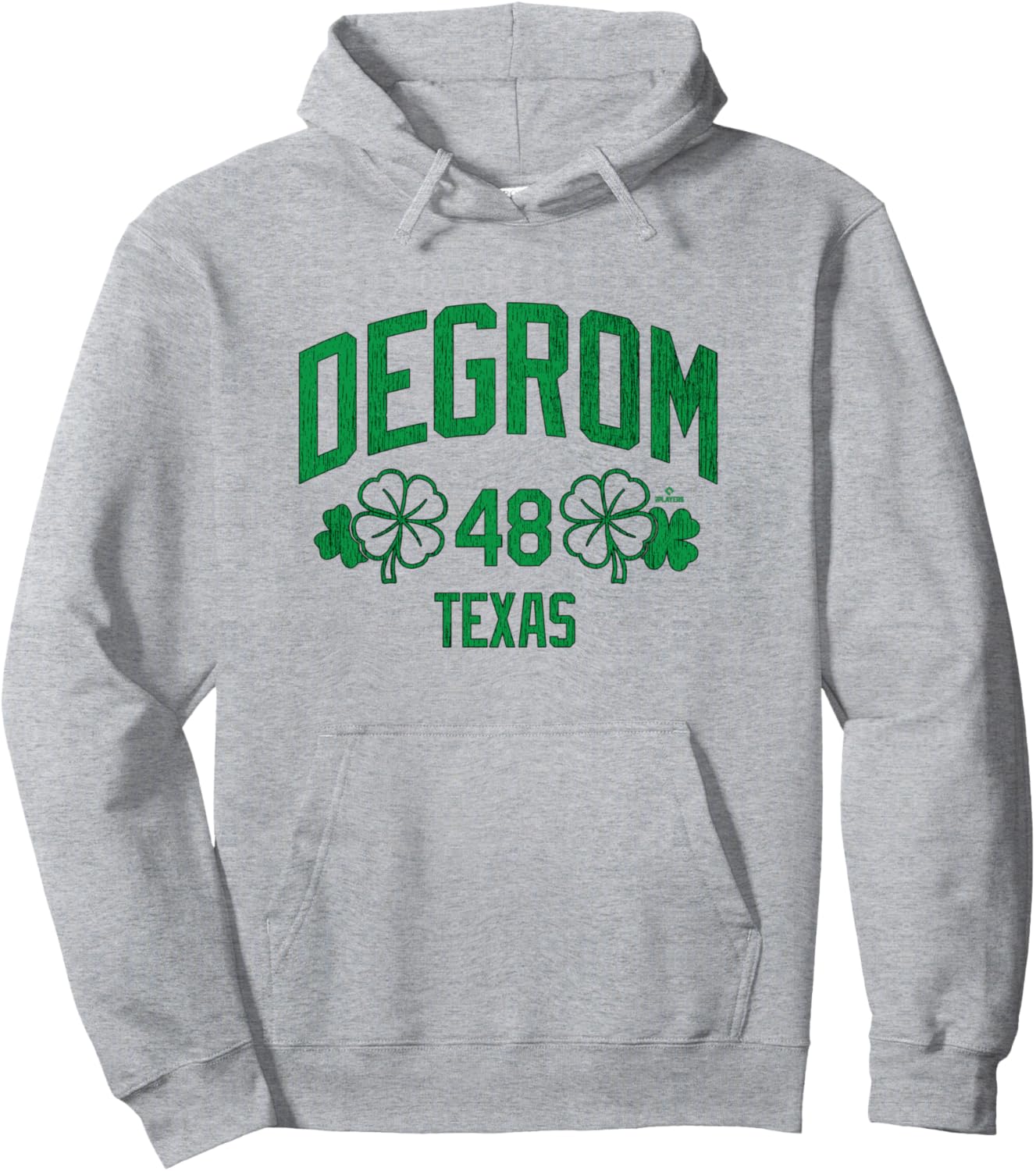 

Худи Jacob deGrom Texas Baseball St. Patrick Clover MLBPA, серое Ryno Sports